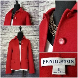 Pendleton Size S Merino Wool Red Dress Blazer Coat